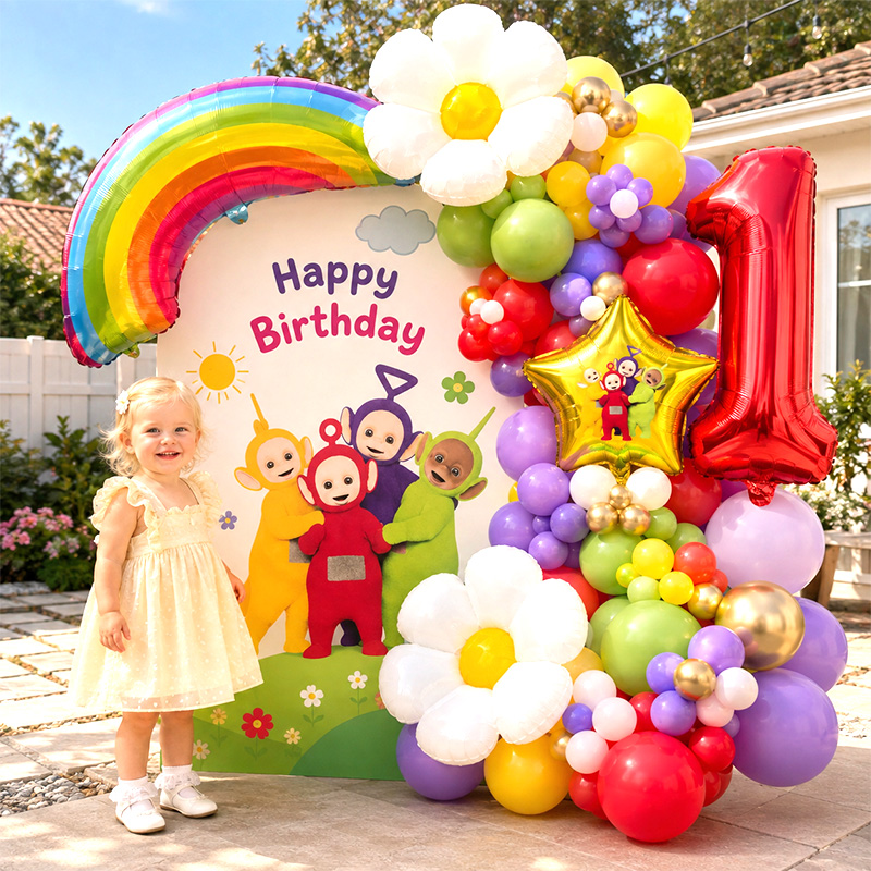 Balloon Arch Kit - Teletubbies Ballonbogen-Set Bouquet Globos Cartoon Folien-Latex-Ballongirlande