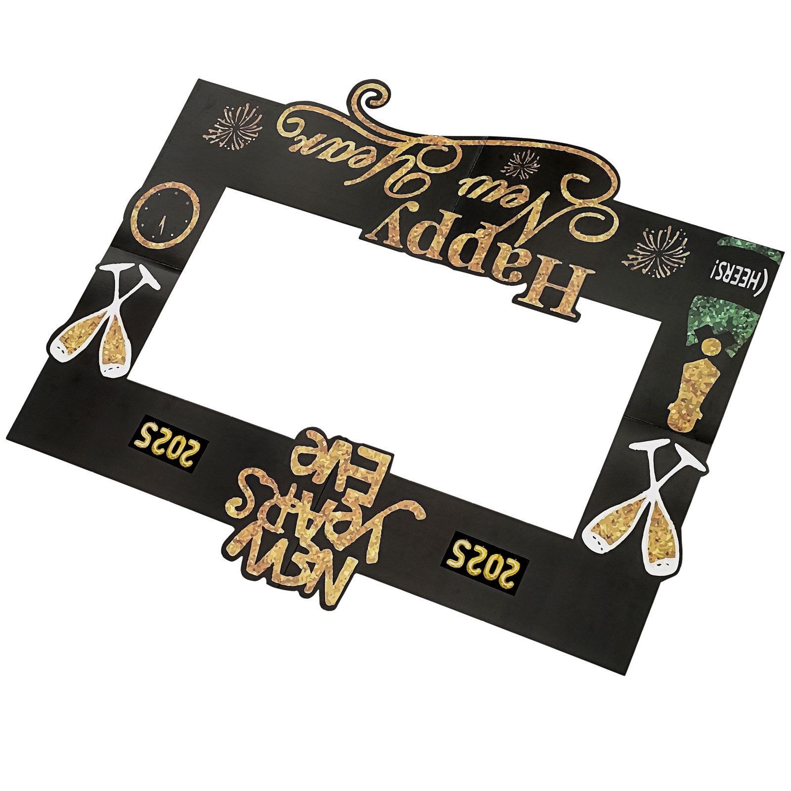 Photo Booth Frame - 2025 Neujahrs-Fotorequisit, Handgehaltener Bilderrahmen, Robuster Tragbarer