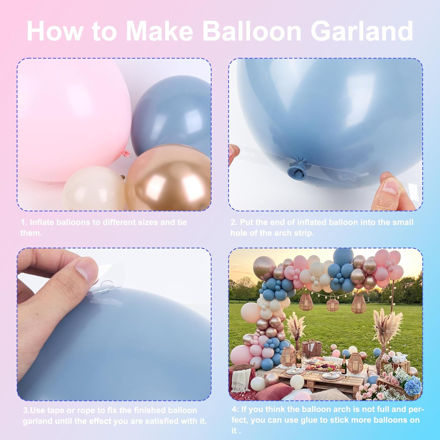 Staubiges Rosa, Blau, Champagn – Balloon Arch Kit Bewertung und Preis